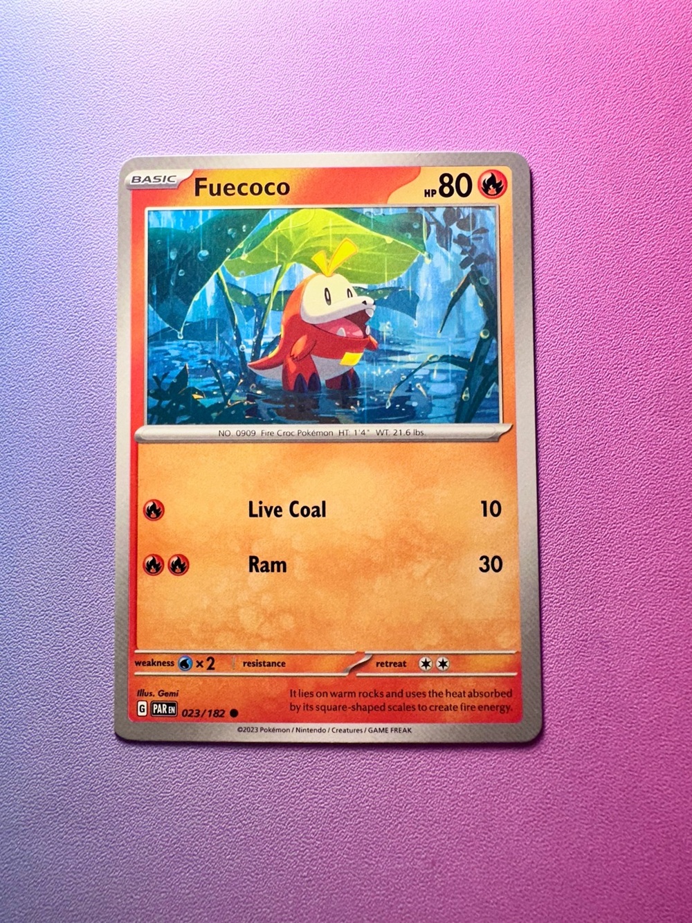 fuecoco - 023/182 (common) — pokémon: paradox rift